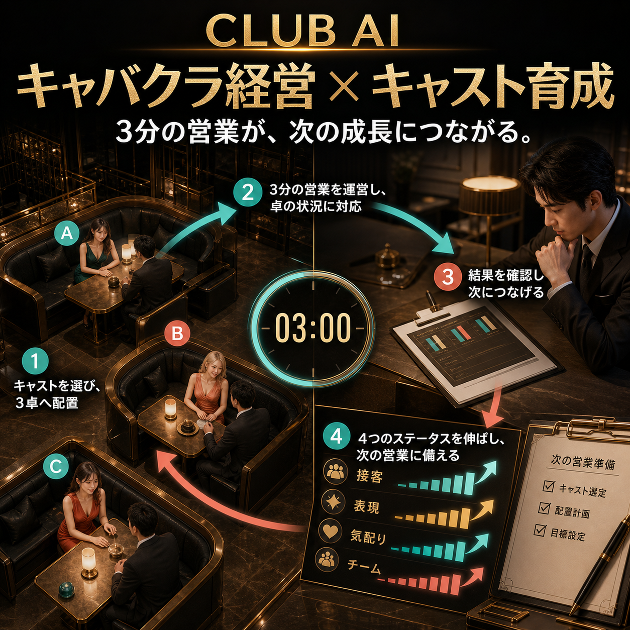 CLUB AI｜キャバクラ経営シミュレーションのスクリーンショット 4